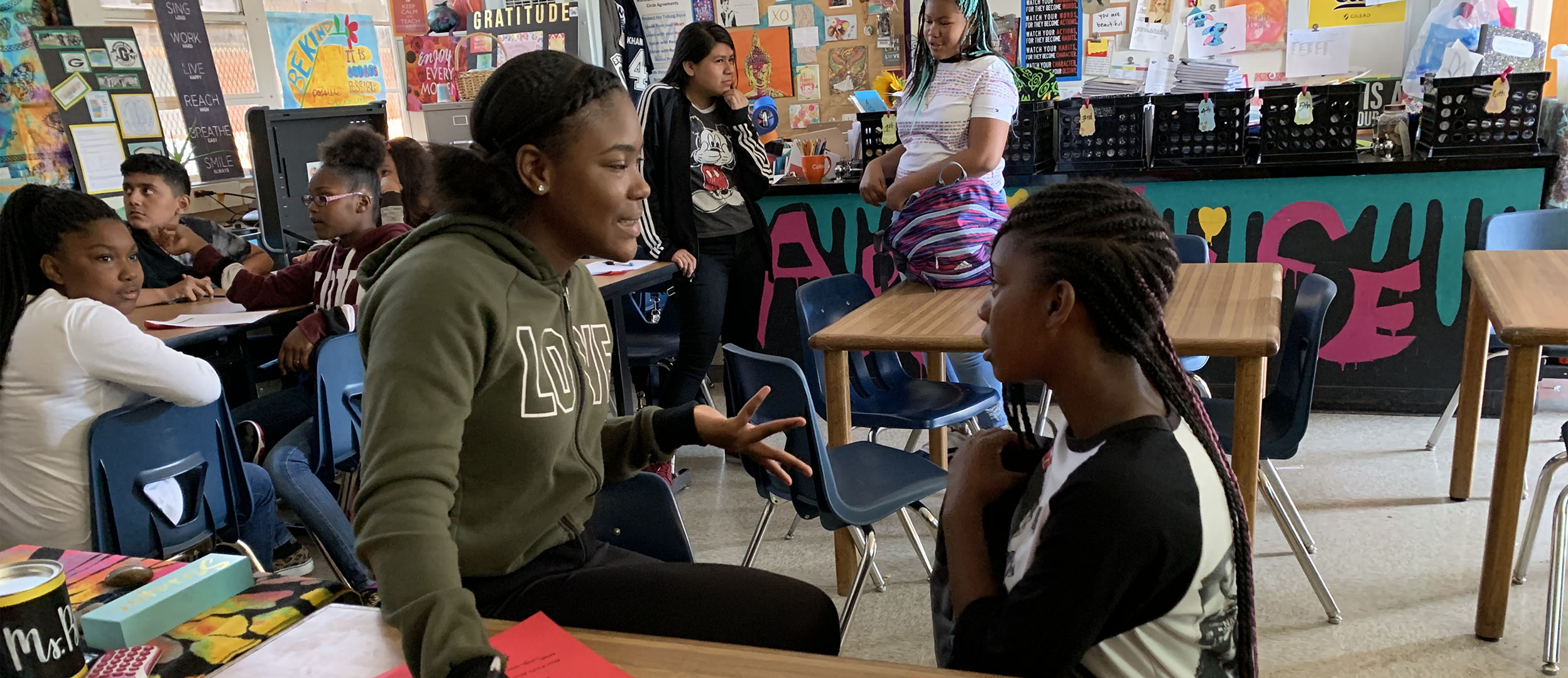 Teenage girls in classroom setting Teenage girls in classroom setting