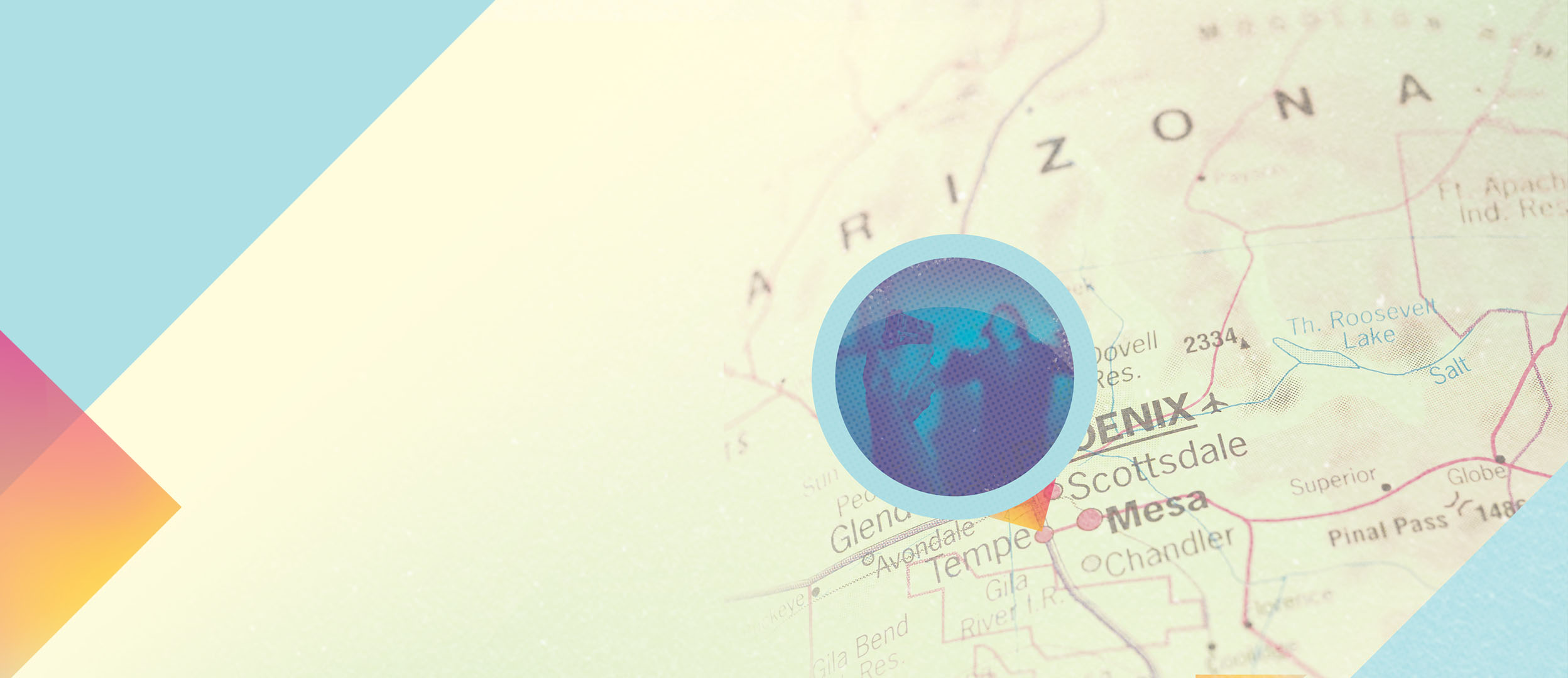 Map of Arizona with a photo of shooting atop of Tempe Map of Arizona with a photo of shooting atop of Tempe